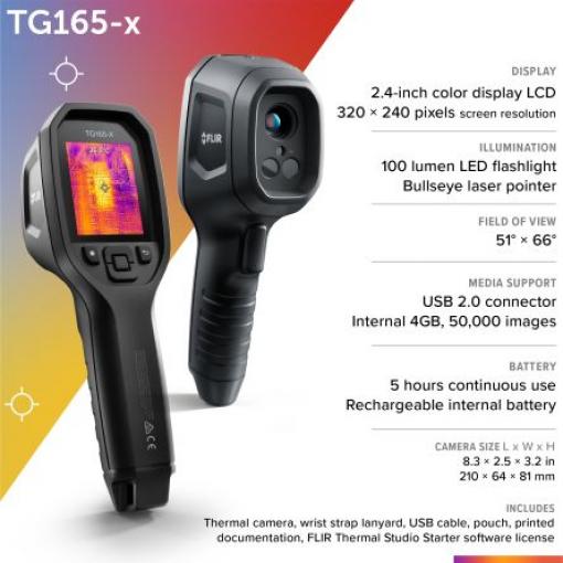 Termokamera, přesnost: ±1.5°C 210 mm 64mm TG165 0.3m, rozsah teploty: 300 °C FLIR