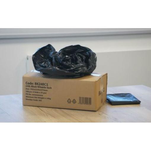 Cromwell Polythene Pytel do odpadkového koše 100 Per Pack ks, Černá Polyetylen 240L