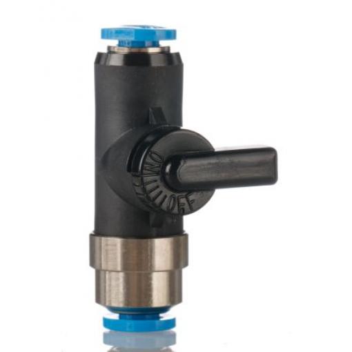 Pneumatický ventil s ručním ovládáním, řada: QH Ruční Push-In 4 mm Zásuvný, materiál tělesa: Polybutylentereftalát