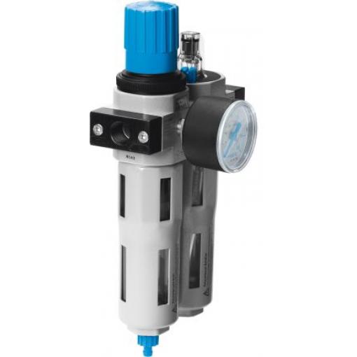 FRL, řada: FRC, přípojka portu: 1/2 in G Automatické odvod velikost filtrace 40 μm Festo Integrovaný ukazatel tlaku