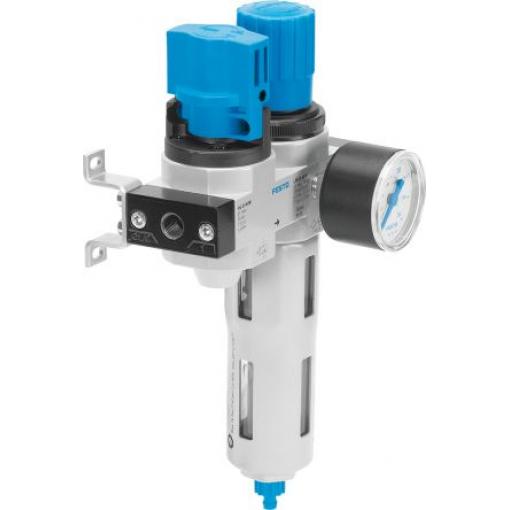 Sestava FRL, řada: LFR, přípojka portu: 1/4 in G Ruční odvod velikost filtrace 40 μm Festo Integrovaný ukazatel tlaku