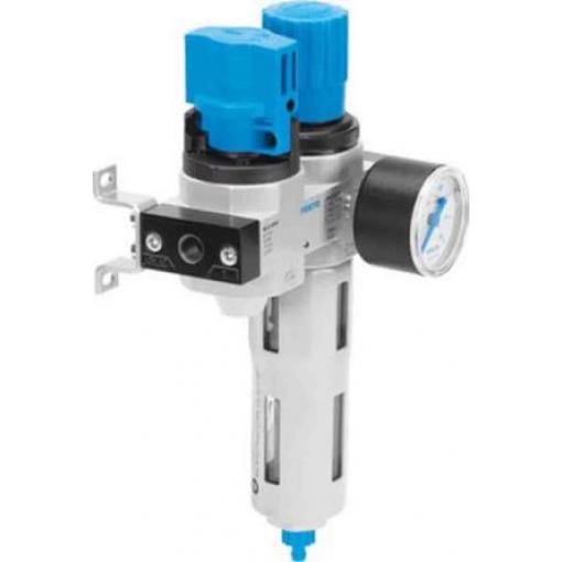 FRL, přípojka portu: 3/8 in Automatické odvod velikost filtrace 40 μm Festo Integrovaný ukazatel tlaku