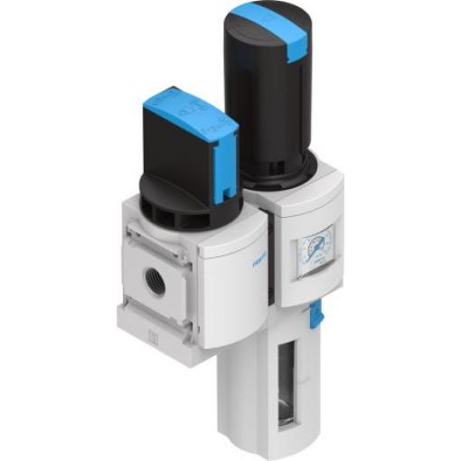FRL, řada: MSB 6, přípojka portu: 1/2 in G Automatické odvod velikost filtrace 40 μm Festo Integrovaný ukazatel tlaku