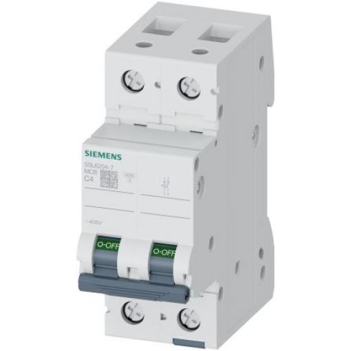 Siemens Miniaturní jistič, rozsah: 5SL6 2pólový 4 A vypínací výkon 6 kA, charakteristika: Typ C, rozsah: SENTRON 400 V