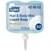 Tork Čistič a mýdlo na ruce, Modrá, vůně: Čerstvé, Hair & Body, 390 mL Dermatologicky testováno Láhev