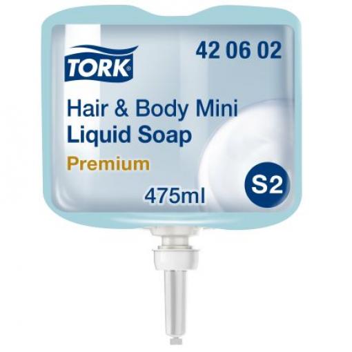 Tork Čistič a mýdlo na ruce, Modrá, vůně: Čerstvé, Hair & Body, 390 mL Dermatologicky testováno Láhev