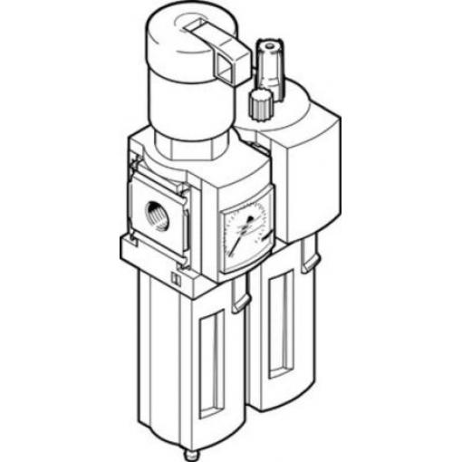 Regulátor s filtrem, řada: G 3/8 40 μm, přípojka portu: 1/4 in G, max. tlak: 14 bar Ruční Festo 8042669