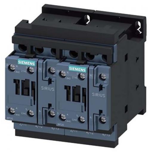 Siemens 2 NO Reverzační stykač napětí ve vinutí 230V ac 3pólový 25 A 690V 11 kW s 3 NO kontakty 230V ac Řízení motoru,