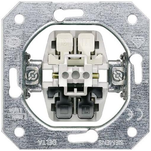 Spínač světel, rozsah: 5T Tlačítko Zapuštěná montáž 1cestný, 250 V Kov Siemens, rozsah: DELTA