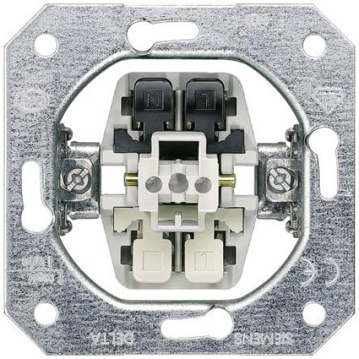 Spínač světel, rozsah: 5T Tlačítko Zapuštěná montáž 1cestný, 250 V Kov Siemens, rozsah: DELTA