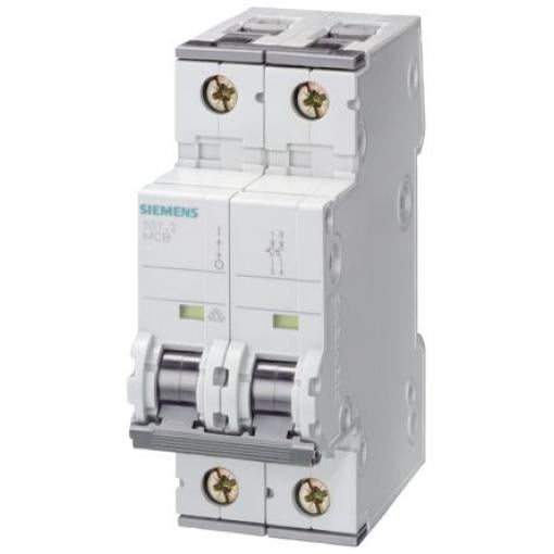 Siemens Miniaturní jistič, rozsah: 5SY5 2pólový 6 A vypínací výkon 10 kA, charakteristika: Typ C, rozsah: SENTRON 400 V