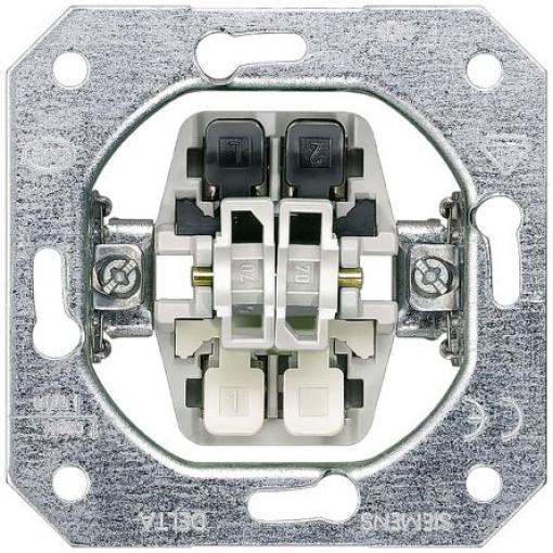 Spínač světel, rozsah: 5T Tlačítko Zapuštěná montáž, 250 V Kov 2pólový Siemens, rozsah: DELTA