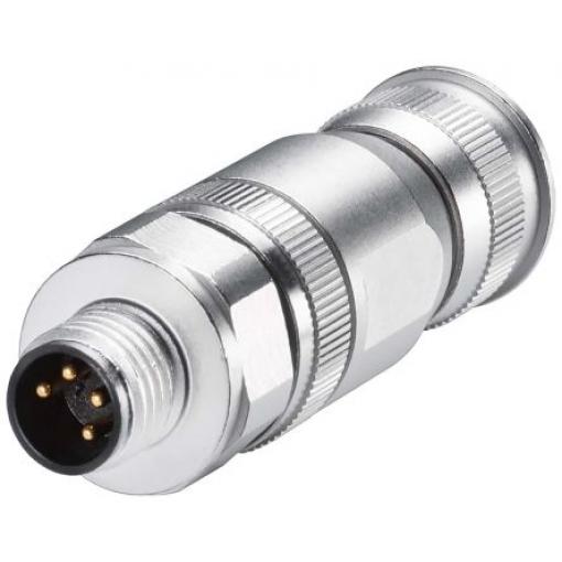 Kulatý konektor, počet kontaktů: 4, Kabel, velikost: M8 Siemens, pohlaví kontaktu: Vnější, orientace těla: Úhlový
