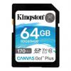 Karta SD 64 GB SDXC Průmyslová třída 3D TLC Kingston, řada: Canvas Go! Plus U3, UHS-I, Třída 10, A2 85 °C -25 °C