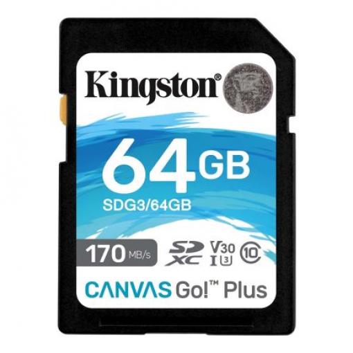 Karta SD 64 GB SDXC Průmyslová třída 3D TLC Kingston, řada: Canvas Go! Plus U3, UHS-I, Třída 10, A2 85 °C -25 °C