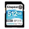Karta SD 512 GB SDXC Průmyslová třída 3D TLC Kingston, řada: Canvas Go! Plus U3, UHS-I, Třída 10, A2 85 °C -25 °C