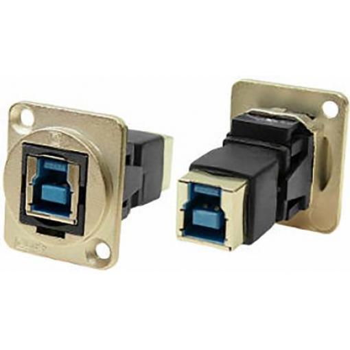 RS PRO Průchozí konektor USB, řada: Feedthrough Zásuvka/zásuvka, počet portů: 1portový, orientace těla: Rovný USB typu B