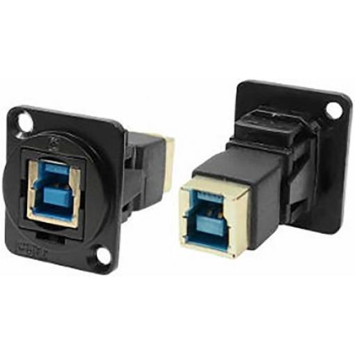 RS PRO Průchozí konektor USB, řada: Feedthrough Zásuvka/zásuvka, počet portů: 1portový, orientace těla: Rovný USB typu B
