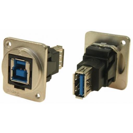 RS PRO Průchozí konektor USB, řada: Feedthrough Zásuvka/zásuvka, počet portů: 1portový, orientace těla: Rovný USB typu B