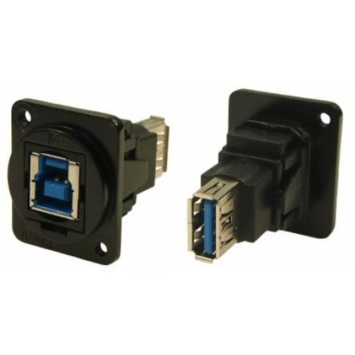 RS PRO Průchozí konektor USB, řada: Feedthrough Zásuvka/zásuvka, počet portů: 1portový, orientace těla: Rovný USB typu B