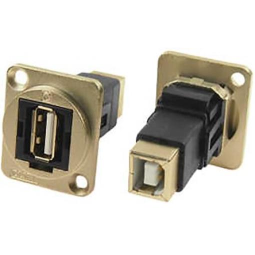 RS PRO Průchozí konektor USB, řada: Feedthrough Vnitřní, počet portů: 1portový, orientace těla: Rovný USB typu A na B,
