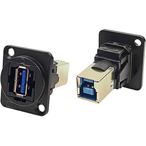 RS PRO Průchozí konektor USB, řada: Feedthrough Vnitřní, počet portů: 1portový, orientace těla: Rovný USB typu A na B,