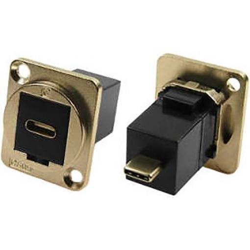 RS PRO Průchozí konektor USB, řada: Feedthrough Samice/samec, počet portů: 1portový, orientace těla: Rovný USB typu C,