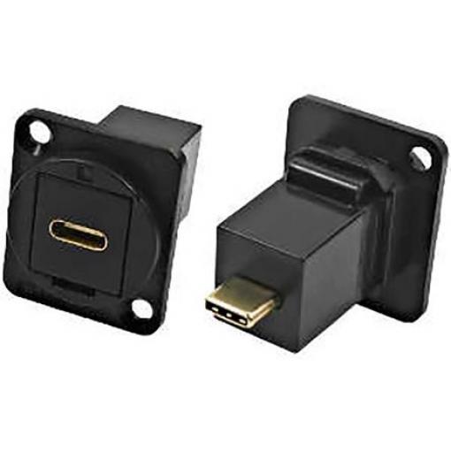 RS PRO Průchozí konektor USB, řada: Feedthrough Samice/samec, počet portů: 1portový, orientace těla: Rovný USB typu C,