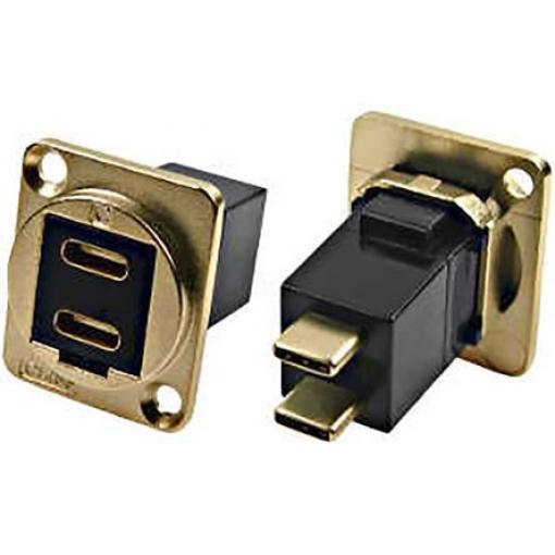 RS PRO Průchozí konektor USB, řada: Feedthrough Samice/samec, počet portů: 2portový, orientace těla: Rovný USB typu C,