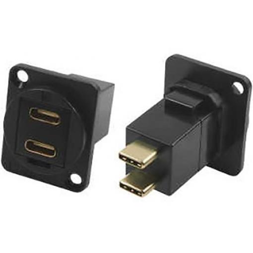 RS PRO Průchozí konektor USB, řada: Feedthrough Samice/samec, počet portů: 2portový, orientace těla: Rovný USB typu C,