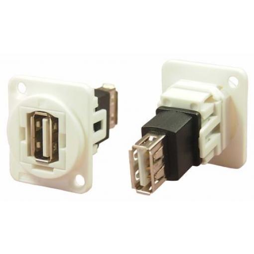 RS PRO Konektor USB, řada: Feedthrough Vnitřní, počet portů: 1portový, orientace těla: Rovný USB typu A, 30 V, Panel USB