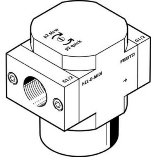 Pneumatický ventil s ručním ovládáním, řada: HEL Pneumatický G 3/8 G, materiál tělesa: Odlévaný hliník 165079, teplotní