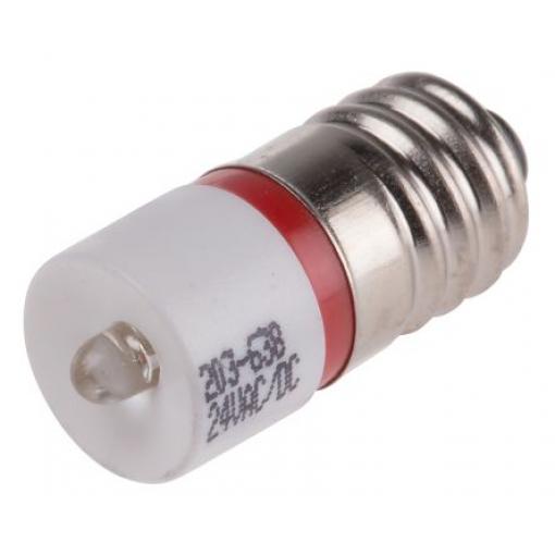RS PRO Kontrolka barva světla Červená, objímka žárovky: E10 Jednočipové, průměr: 10 mm, 24 V ac/dc