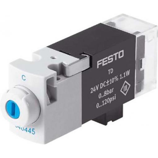 Pneumatický solenoidový/řídicí regulační ventil 3/2 uzavřený monostabilní, řada: MHA1 Metrické Elektřina, max. průtok: