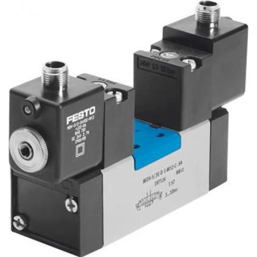 Pneumatický solenoidový/řídicí regulační ventil, řada: MDH-5/3B-D-1-M12-C Elektřina, max. průtok: 1200 L/min Festo
