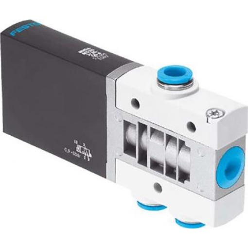 Pneumatický solenoidový/řídicí regulační ventil 3/2 běžně otevřený, Monostabilní, řada: MHE4-MS1H-3/2O-QS-8 Metrické