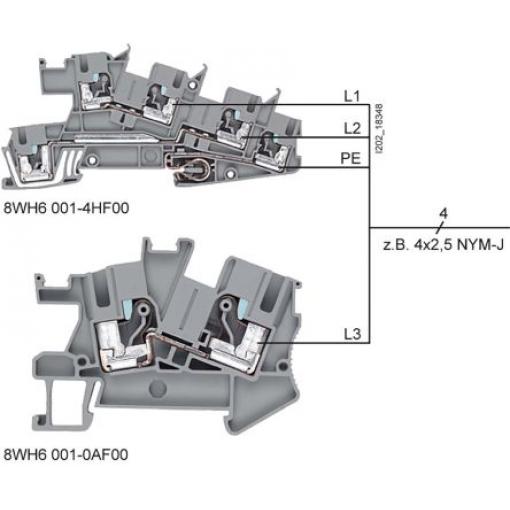 Siemens Svorkovnice pro montáž na lištu DIN 8WH6001-4HF00, řada: 8WH, 400 V Šedá 2.5 mm² zásuvný modul