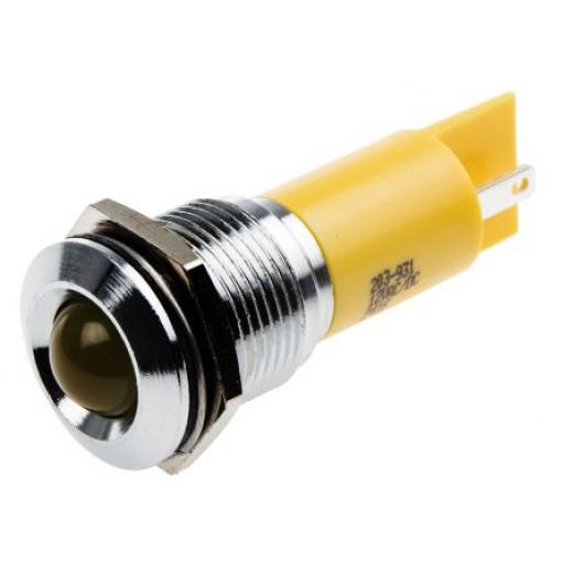 Indikátor pro montáž do panelu Prominentní barva Žlutá Pájecí plíšek, 12 V ac/dc RS PRO