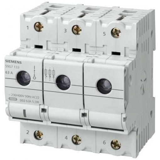 Siemens Pojistka odpojovač spínače, řada: 5SG 4pólový Zapouzdřený 63 A 63 A velikost pojistky D02