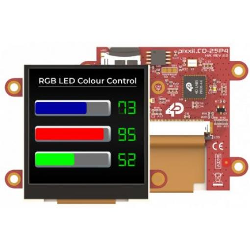 Barevný displej LCD pixxiLCD-25P4, řada: pixxiLCD 63.5 mm 240 x 240 pixel podsvícení LED rozhraní SPI 4D Systems