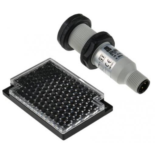 RS PRO Fotoelektrický snímač, řada: PR18S Infračervená LED Válcovitý Šroub, výstup: NPN NO/NC Retroreflexní IP67