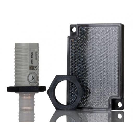RS PRO Fotoelektrický snímač, řada: PSS Červené světlo Válcovitý Šroub, výstup: NPN NO/NC Polarizovaný retro odraz IP67