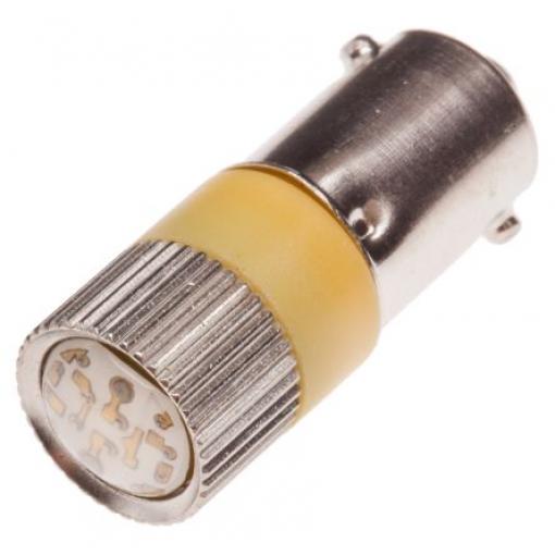 RS PRO Kontrolka barva světla Žlutá, objímka žárovky: BA9 vícečipový, průměr: 10 mm, 28 V ac/dc