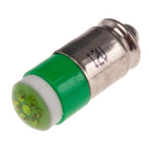 RS PRO Kontrolka barva světla Zelená, objímka žárovky: Miniaturní drážka vícečipový, průměr: 6 mm, 12 V dc