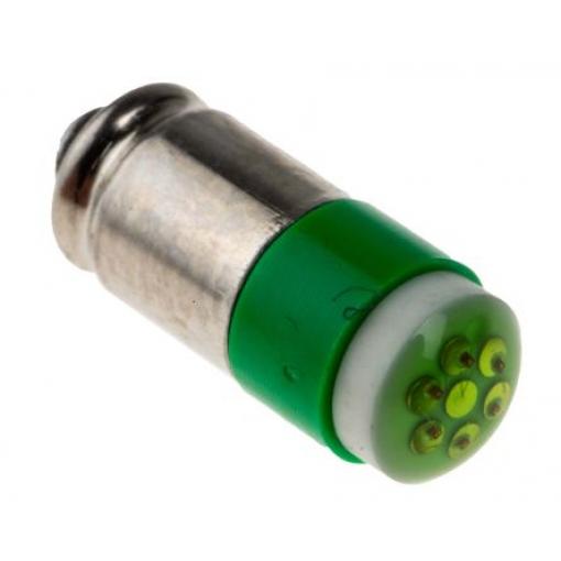 RS PRO Kontrolka barva světla Zelená, objímka žárovky: Miniaturní drážka vícečipový, průměr: 6 mm, 28 V dc