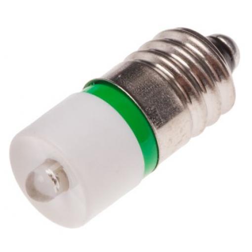 RS PRO Kontrolka barva světla Zelená, objímka žárovky: E10 Jednočipové, průměr: 10 mm, 24 V ac/dc