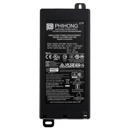 Phihong Vstřikovač PoE 1portový 1portový, vstupní: 240 V ac, výstup: 56 V dc 536 mA 30 W