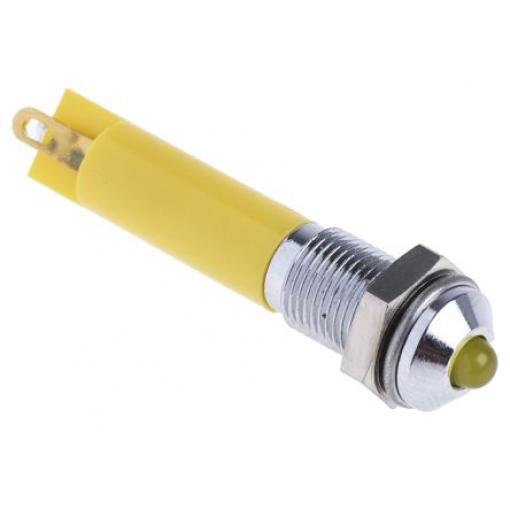 Indikátor pro montáž do panelu, řada: Q61P Žlutá Pájecí plíšek RS PRO 24V dc 6 mm