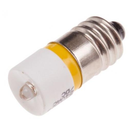 RS PRO Kontrolka barva světla Žlutá, objímka žárovky: E10 Jednočipové, průměr: 10 mm, 24 V ac/dc