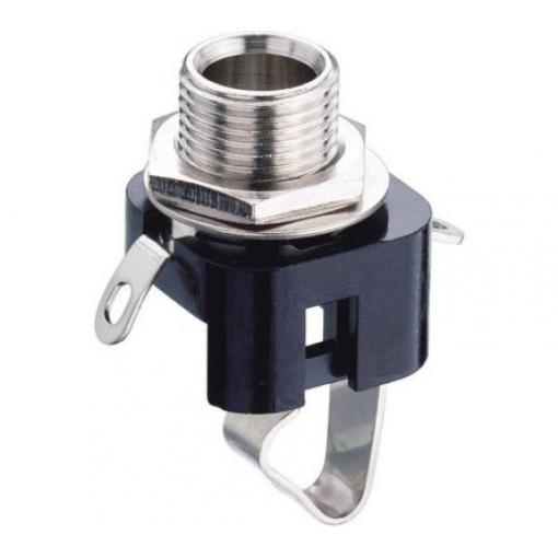 Decelect Konektor jack, Montáž na rám, Monofonní, Pájecí Vnitřní, 6.35 mm 1 2A barva Černá, orientace těla: Rovný, 34 V